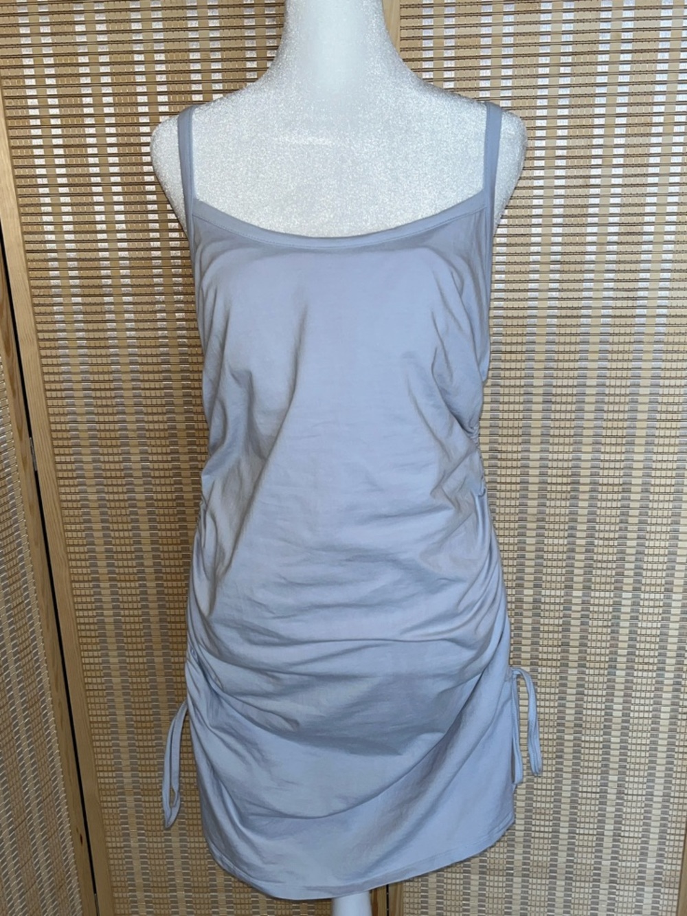 Adjustable Side-Ruched Spaghetti Strap Dress in Light blue - Picture 4 of 11